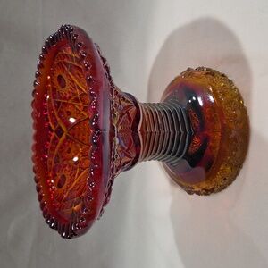 McKee Amber Carnival Concord Glass Punch Bowl Stand